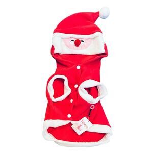 New Dog Santa Suit Hoodie Fleece Outfit Cat Outfit FOR SMALL PET, Red M